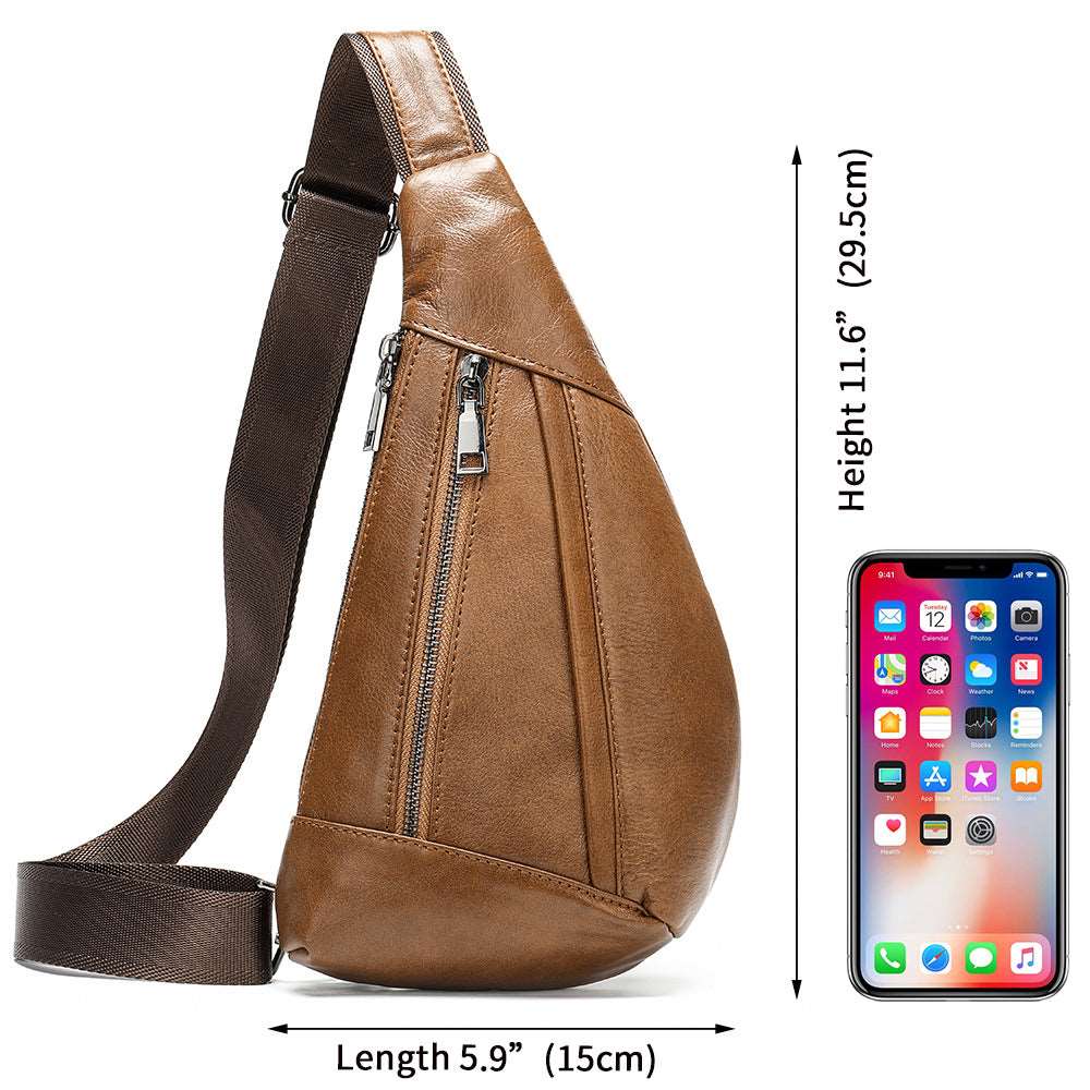 Men's Cowhide Leather Chest and Shoulder Bag  - By Qivii
