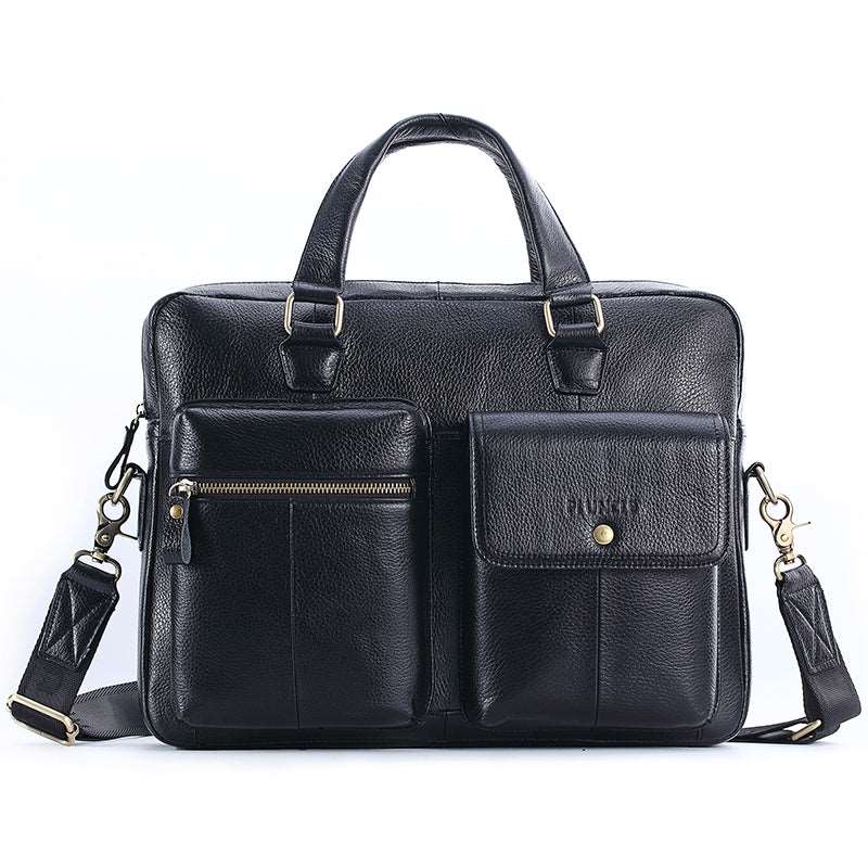 Men's Genuine Leather Top Layer Cowhide Briefcase Messenger Bag  - By Qivii