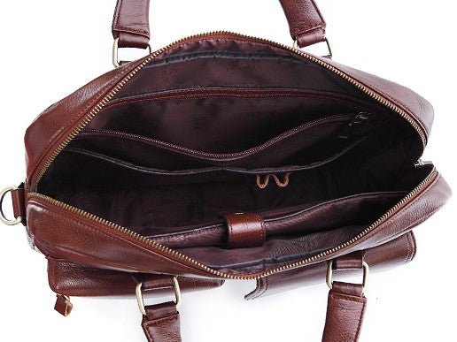 Men's Genuine Leather Top Layer Cowhide Briefcase Messenger Bag  - By Qivii