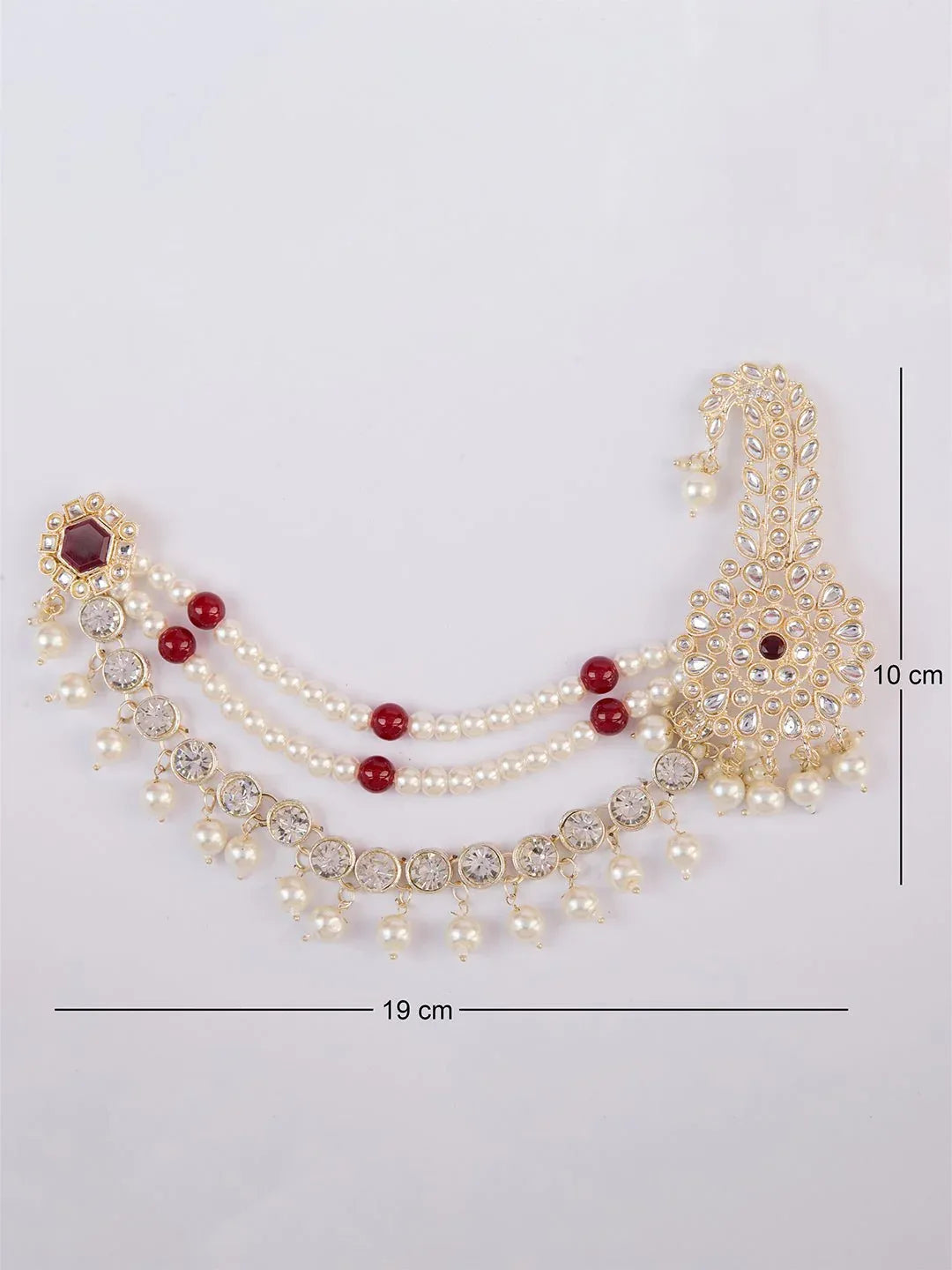 Men's Gold & Maroon Kundan Polki Kalangi