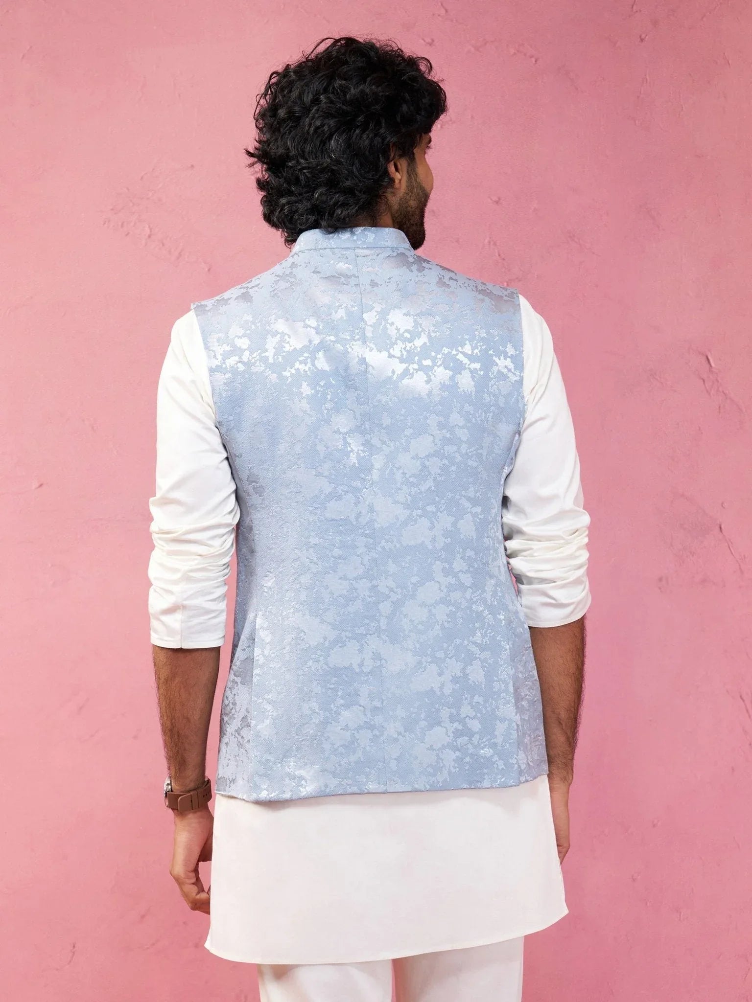 Men's Grey Monty Jacquard Nehru Jacket