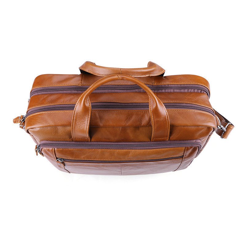 Men's Luxury 17 inch Cowhide Leather Computer Bag  - By Qivii
