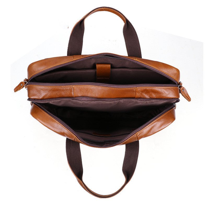Men's Luxury 17 inch Cowhide Leather Computer Bag  - By Qivii