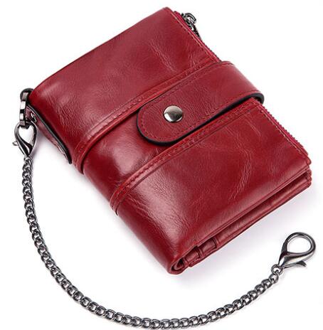 Men's Luxury Antimagnetic Cowhide Leather Chain Wallet  - By Qivii