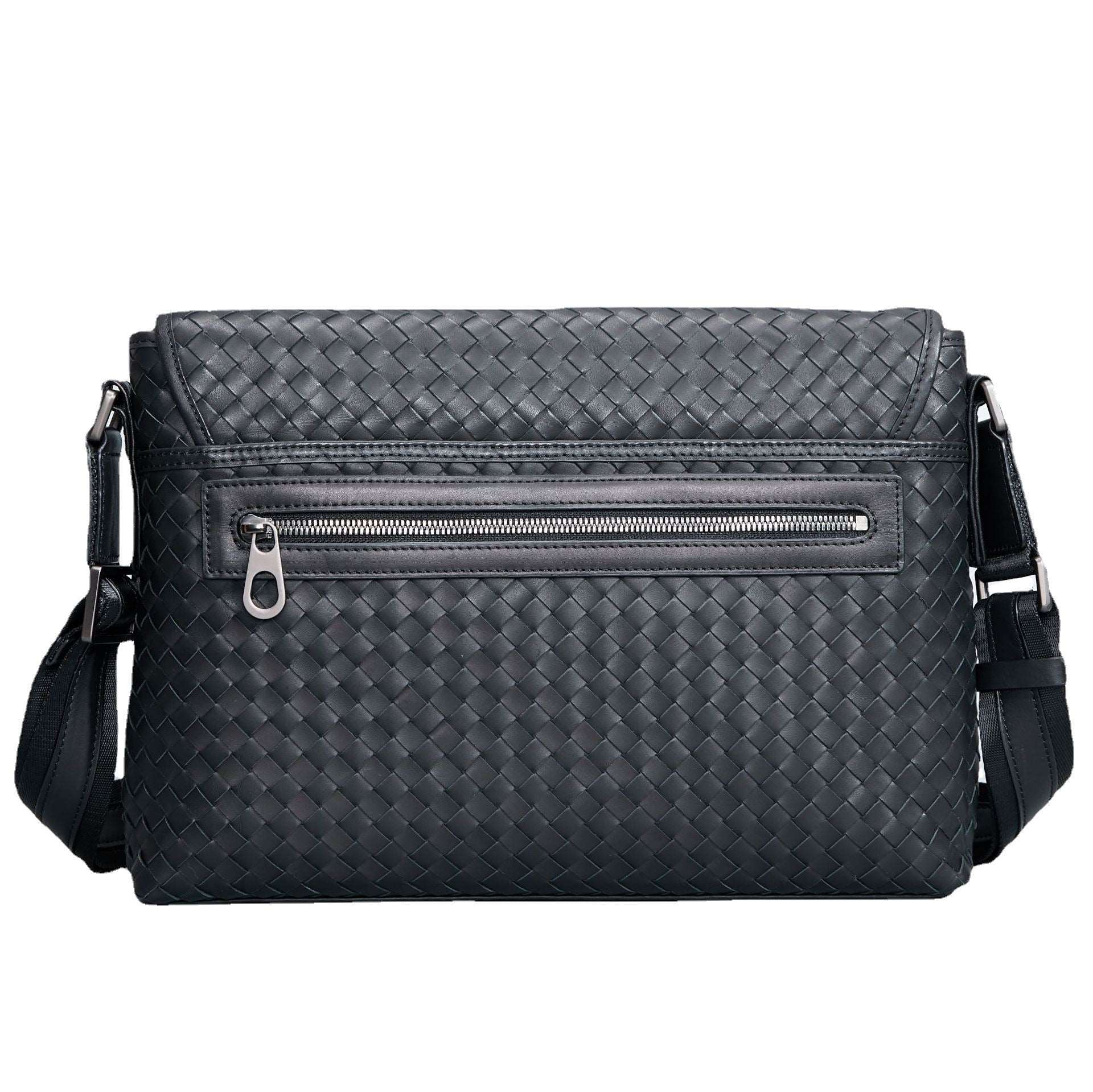 Men's Luxury Business Casual Leather Woven Messenger Bag  - By Qivii