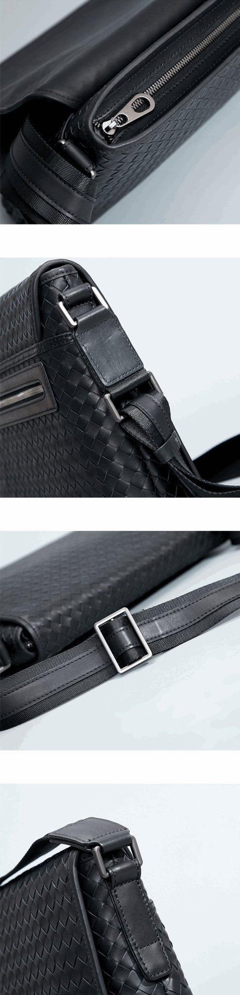Men's Luxury Business Casual Leather Woven Messenger Bag  - By Qivii