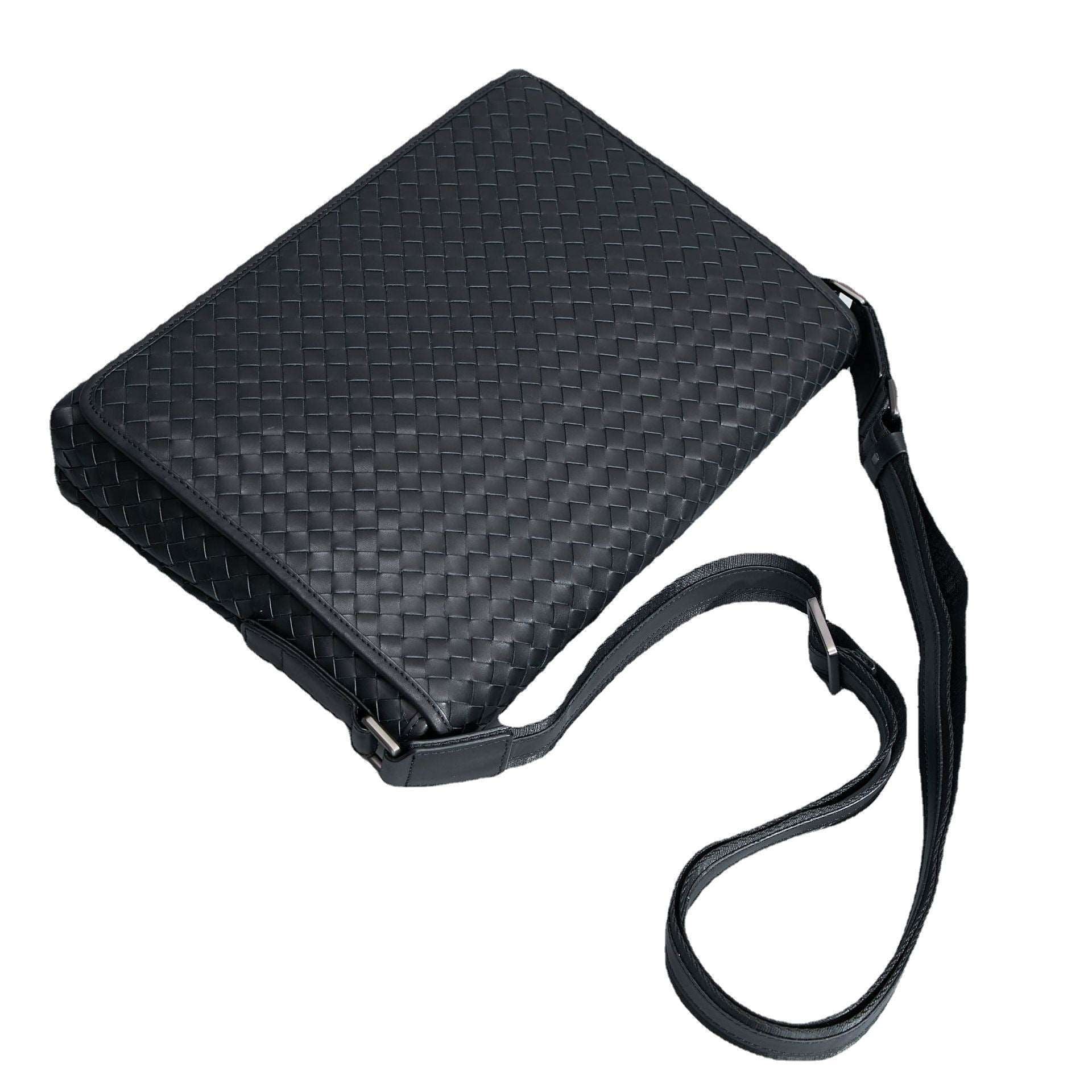Men's Luxury Business Casual Leather Woven Messenger Bag  - By Qivii