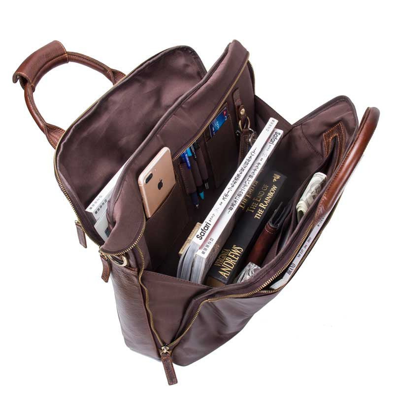 Men's Luxury Casual Leather Business Briefcase Shoulder Bag  - By Qivii