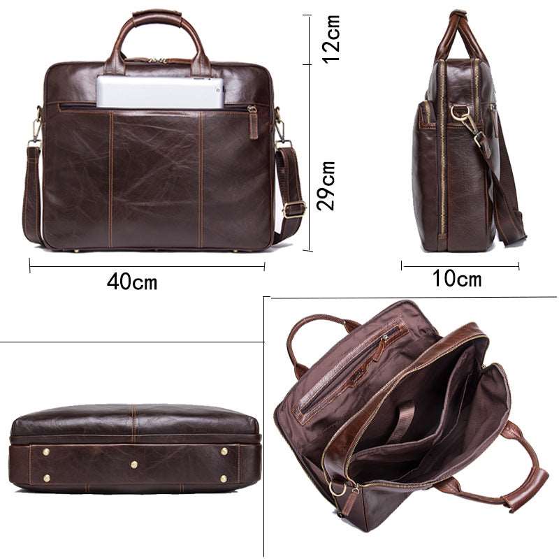 Men's Luxury Casual Leather Business Briefcase Shoulder Bag  - By Qivii