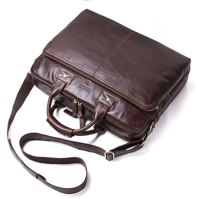 Men's Luxury Casual Leather Business Briefcase Shoulder Bag  - By Qivii