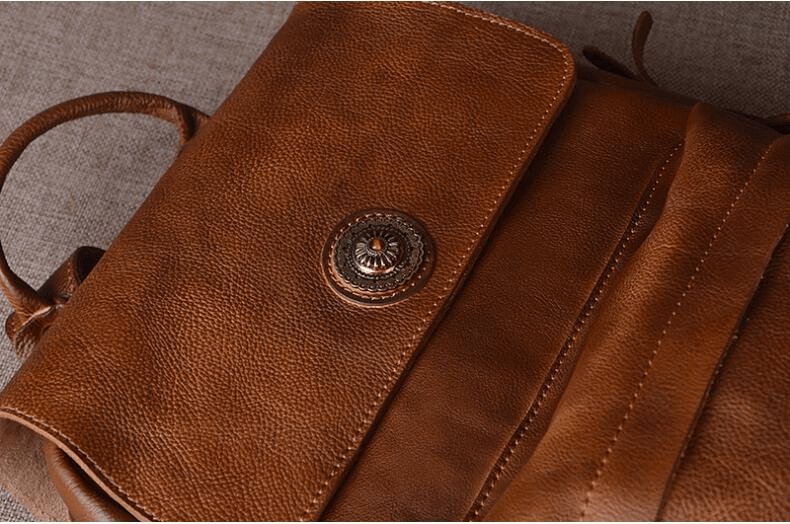 Men's Luxury Classic Leather Shoulder Backpack  - By Qivii