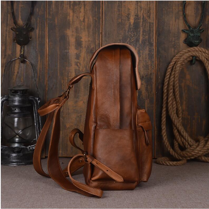 Men's Luxury Classic Leather Shoulder Backpack  - By Qivii