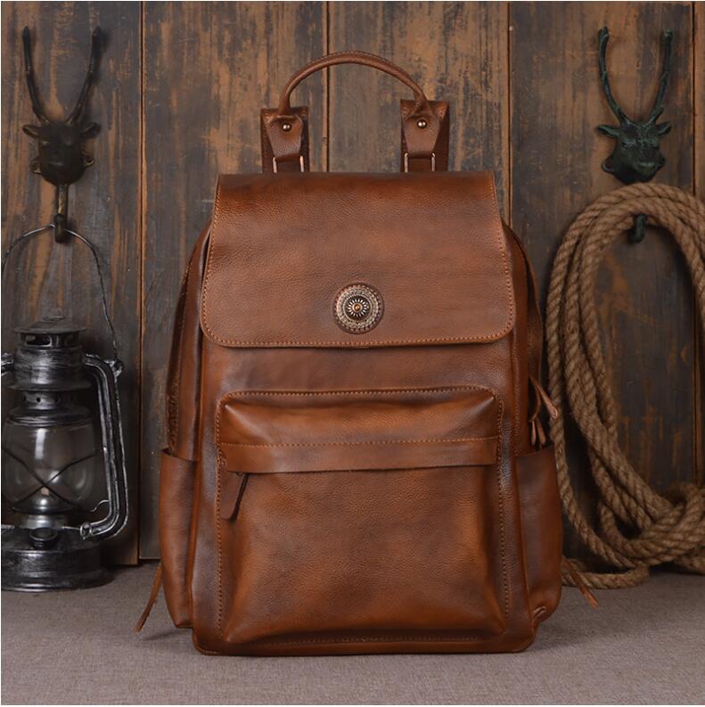 Men's Luxury Classic Leather Shoulder Backpack  - By Qivii