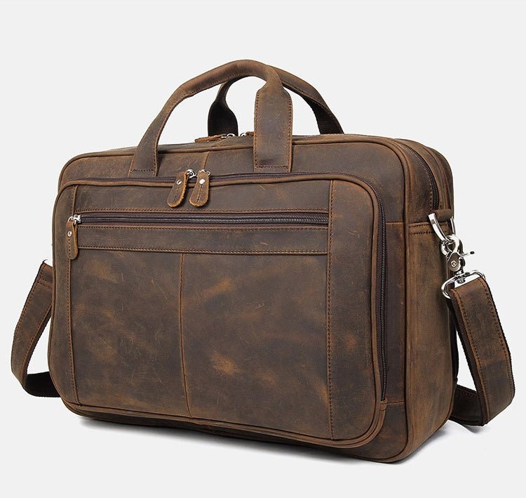 Men's Luxury Crazy Horse Leather Business Bag  - By Qivii