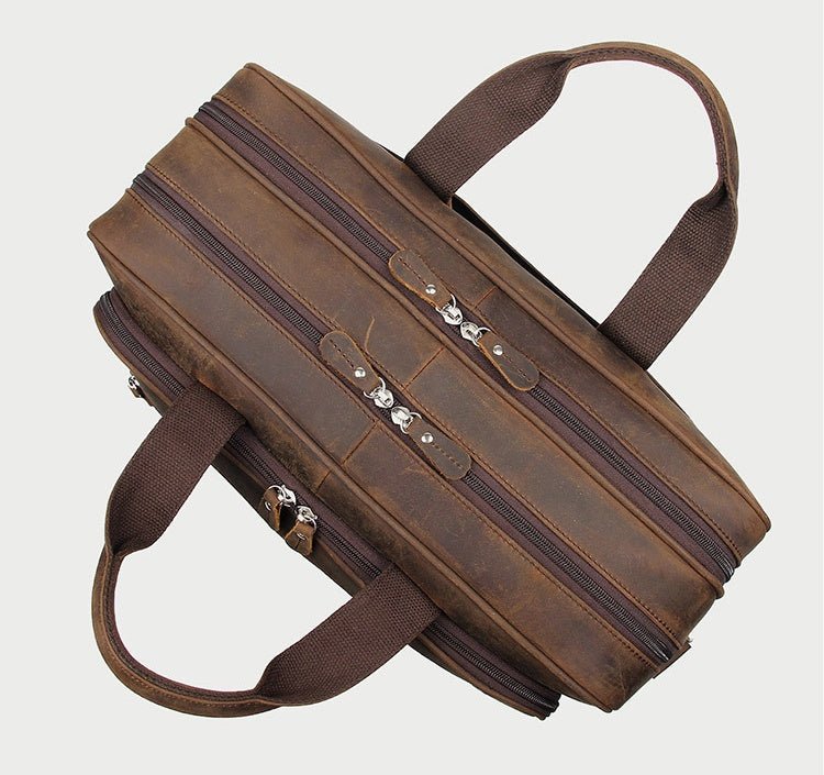Men's Luxury Crazy Horse Leather Business Bag  - By Qivii