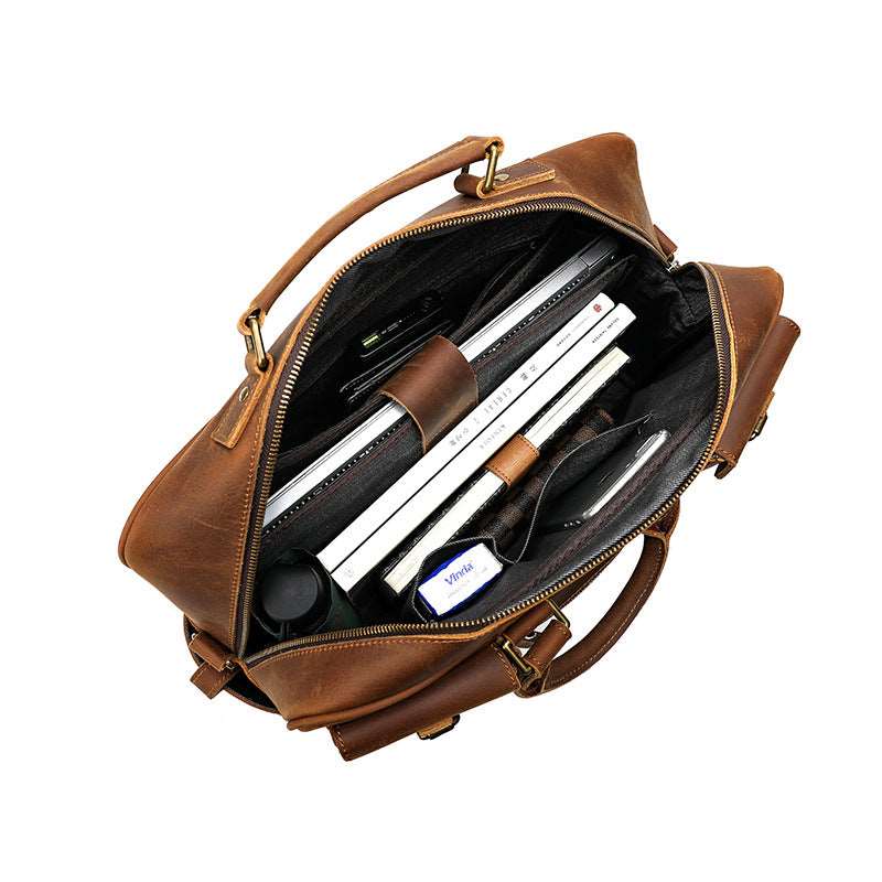 Men's Luxury Large Capacity Leather One Shoulder Messenger Bag  - By Qivii