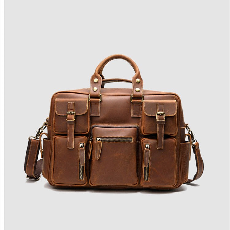 Men's Luxury Large Capacity Leather One Shoulder Messenger Bag  - By Qivii
