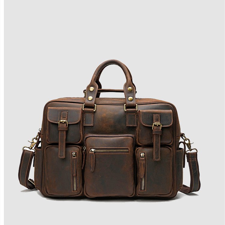 Men's Luxury Large Capacity Leather One Shoulder Messenger Bag  - By Qivii