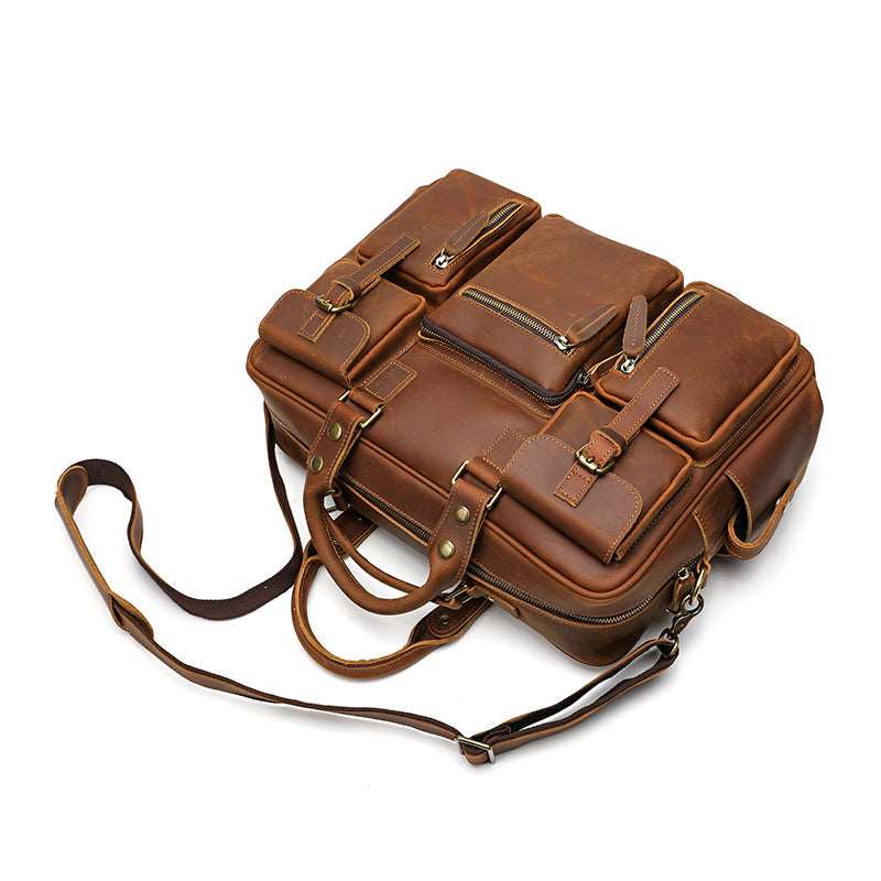 Men's Luxury Large Capacity Leather One Shoulder Messenger Bag  - By Qivii