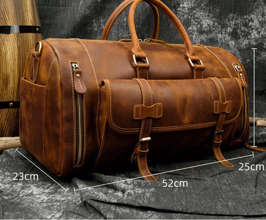 Men's Luxury Large Leather Travel Bag  - By Qivii