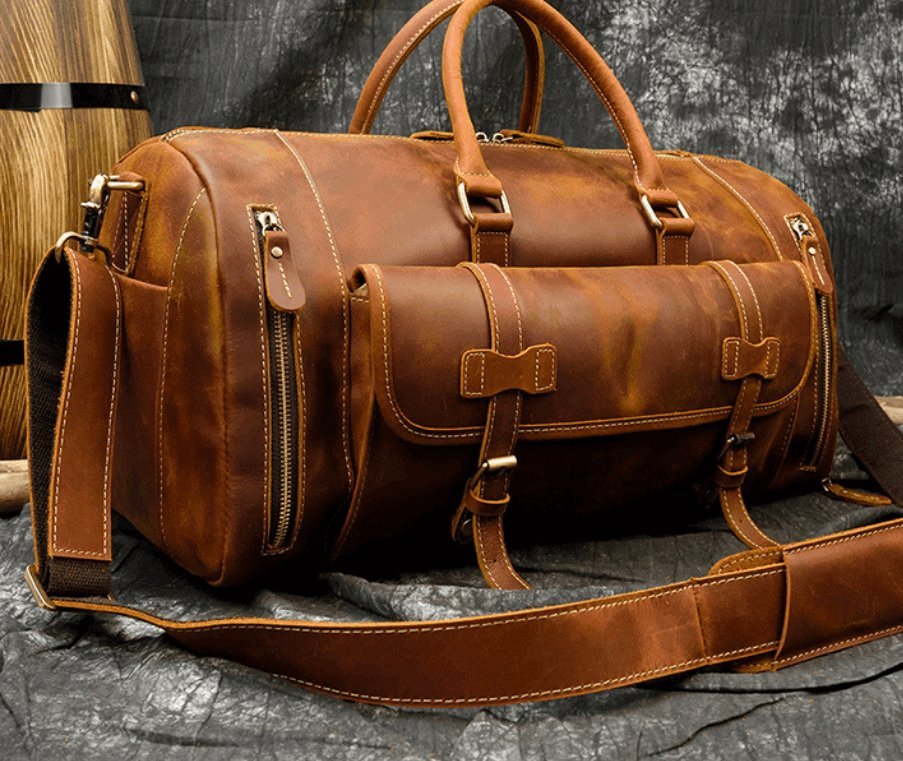 Men's Luxury Large Leather Travel Bag  - By Qivii