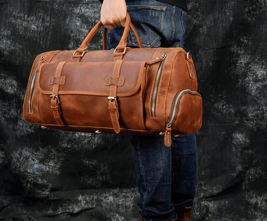 Men's Luxury Large Leather Travel Bag  - By Qivii