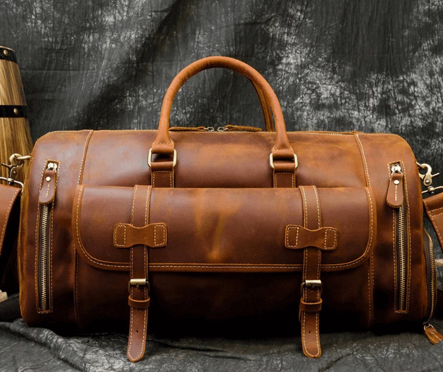 Men's Luxury Large Leather Travel Bag  - By Qivii