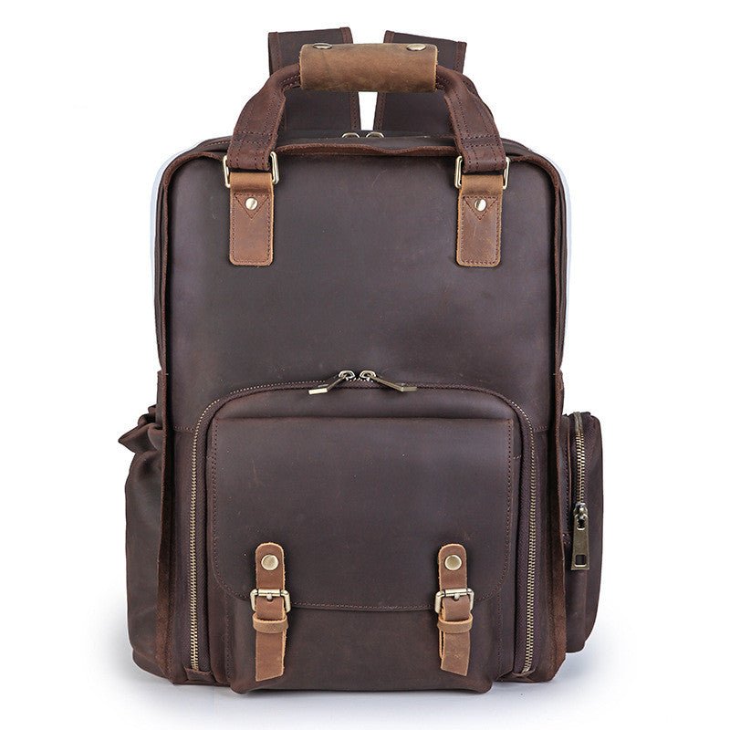 Men's Luxury Leather Camera Backpack  - By Qivii