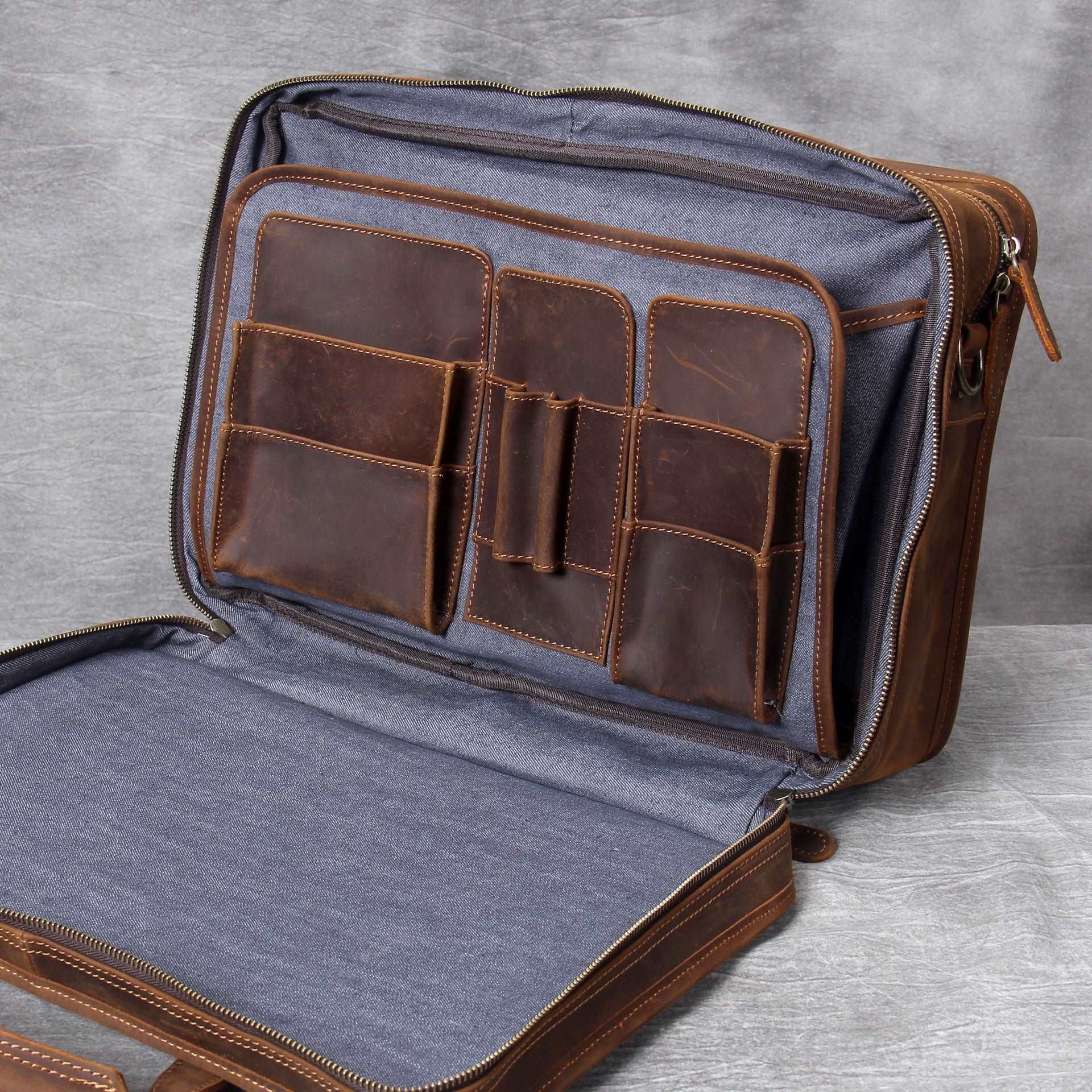 Men's Luxury Leather Medium Laptop  Bag  - By Qivii