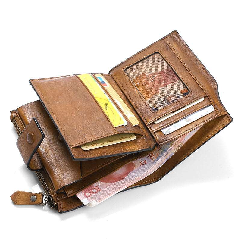 Men's Luxury Leather Retro Short Wallet  - By Qivii