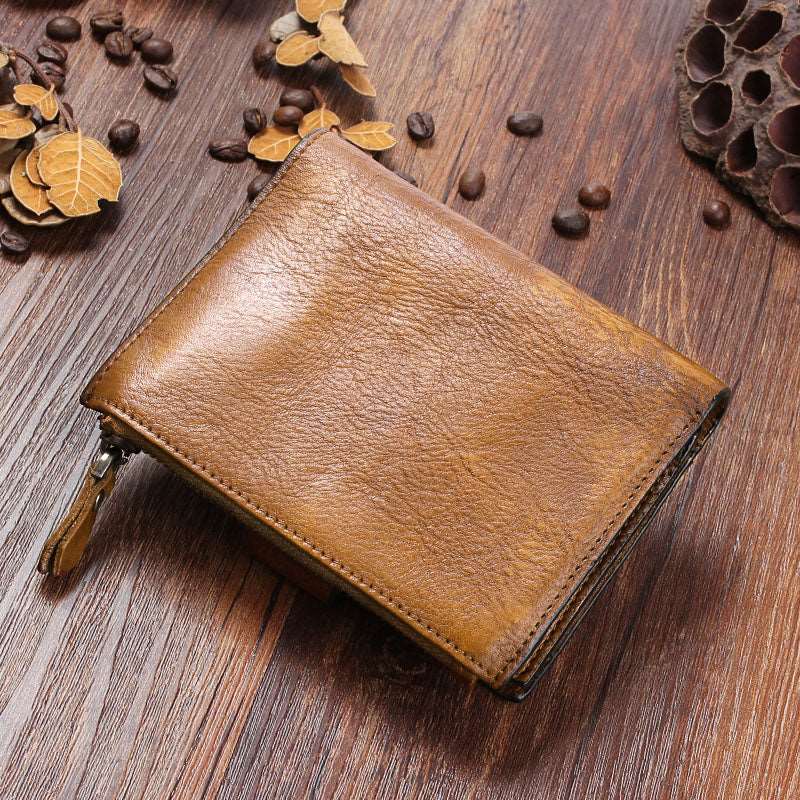 Men's Luxury Leather Retro Short Wallet  - By Qivii