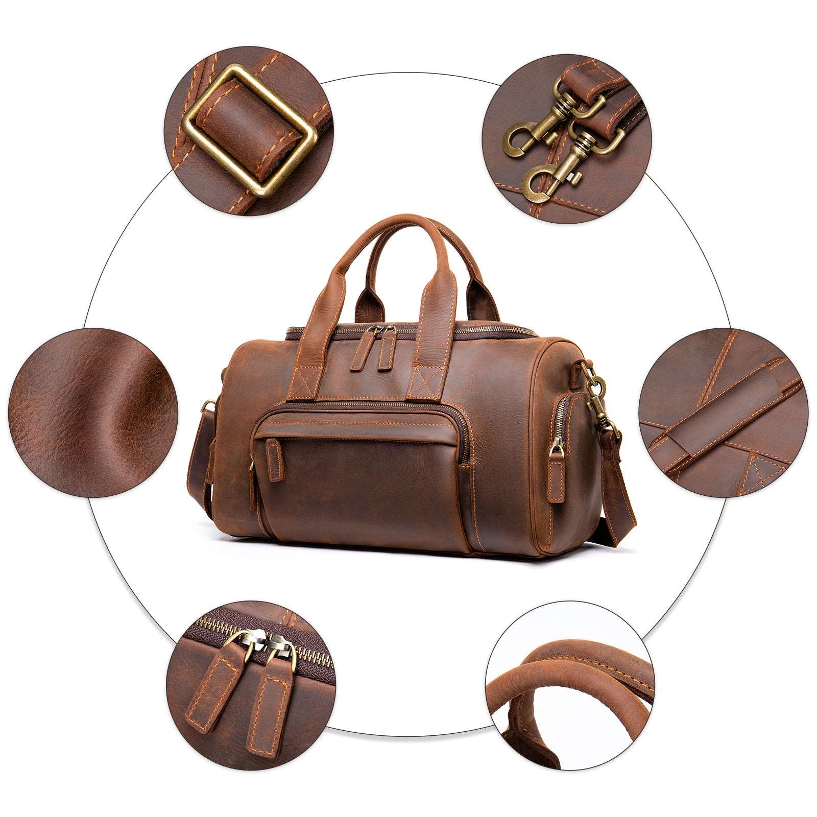 Men's Luxury Retro Leather Large Capacity Luggage Bag  - By Qivii