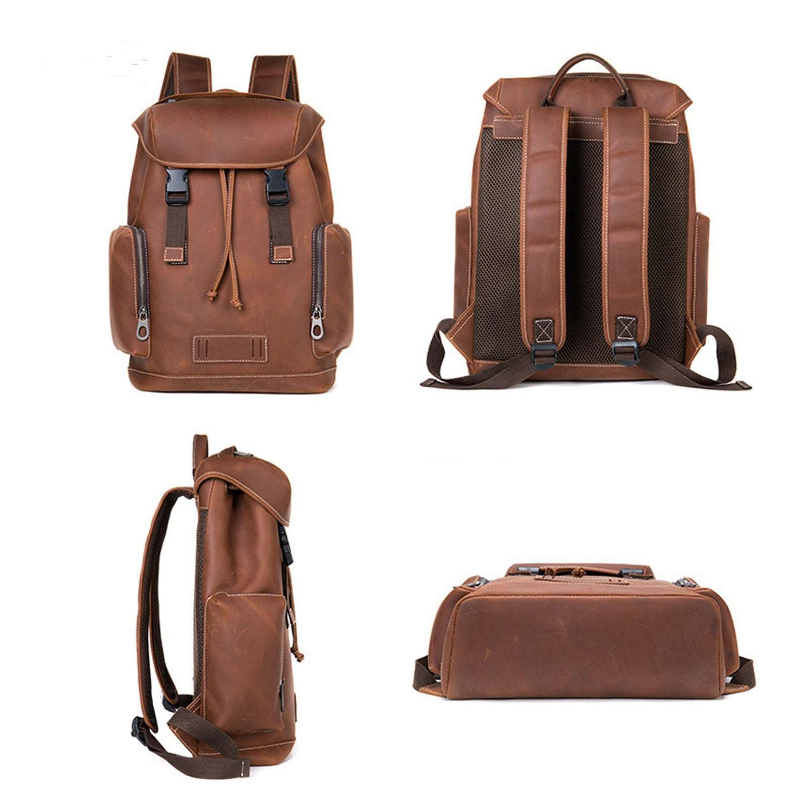 Men's Luxury Retro Leather Outdoor Travel Backpack  - By Qivii