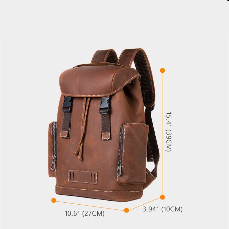 Men's Luxury Retro Leather Outdoor Travel Backpack  - By Qivii