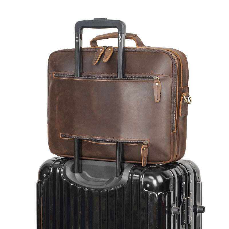 Men's Luxury Vintage Leather Briefcase Laptop Bag  - By Qivii