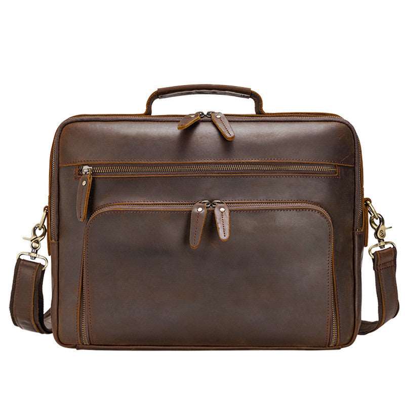 Men's Luxury Vintage Leather Briefcase Laptop Bag  - By Qivii