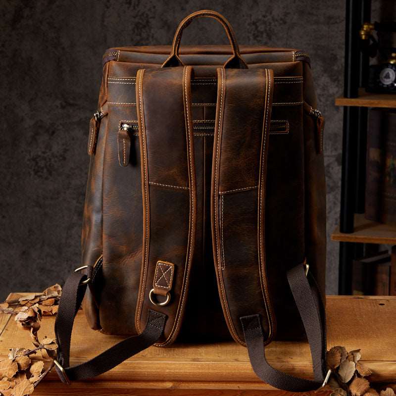 Men's Luxury Vintage Leather Computer Backpack  - By Qivii