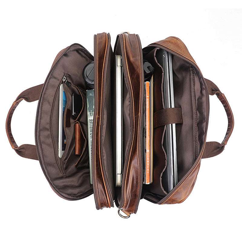 Men's Luxury Wax Leather Shoulder Bag  - By Qivii