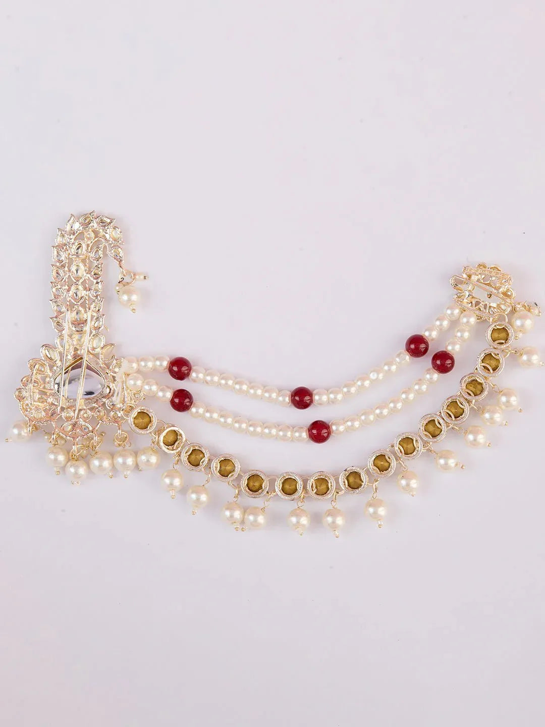 Men's Orange & Maroon Kundan Polki Kalangi