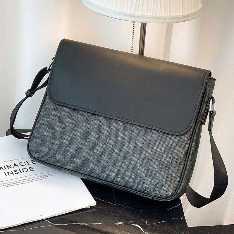 Men's Plaid Shoulder Bag  - By Qivii