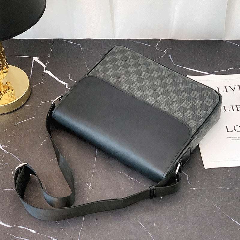 Men's Plaid Shoulder Bag  - By Qivii