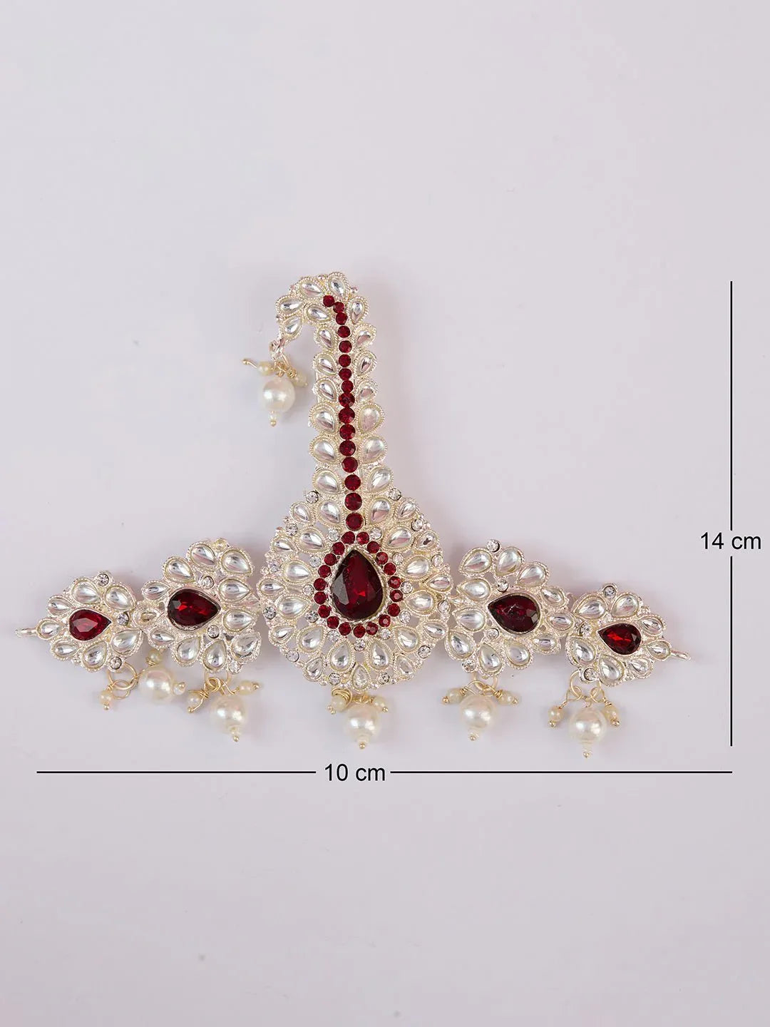Men's Red & Silver Kundan Polki Kalangi