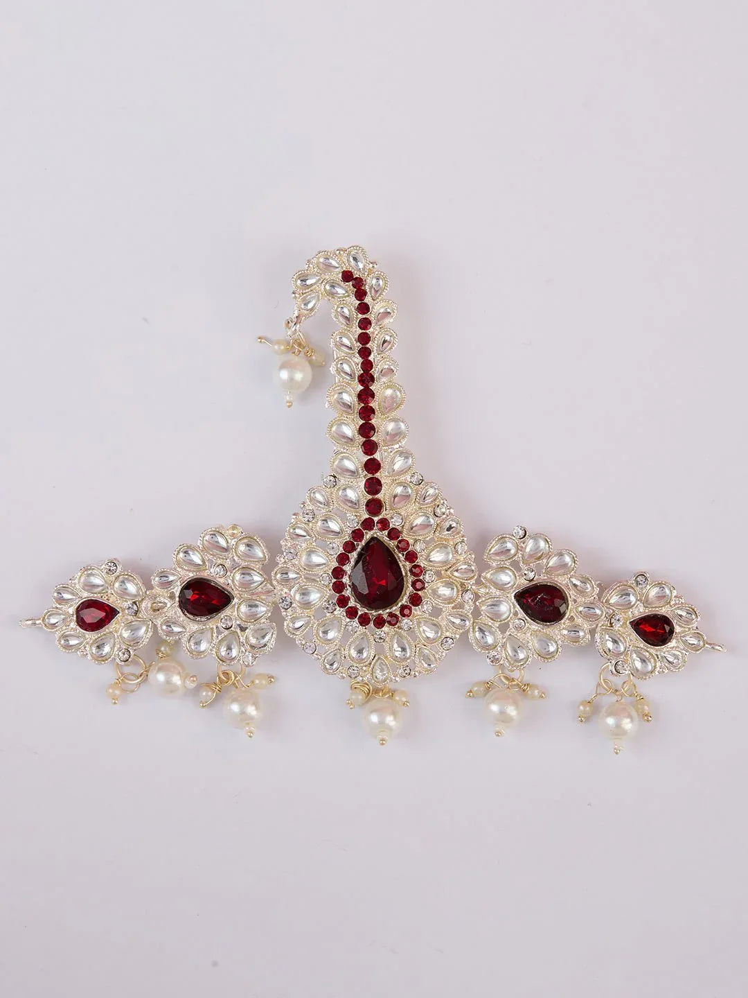 Men's Red & Silver Kundan Polki Kalangi
