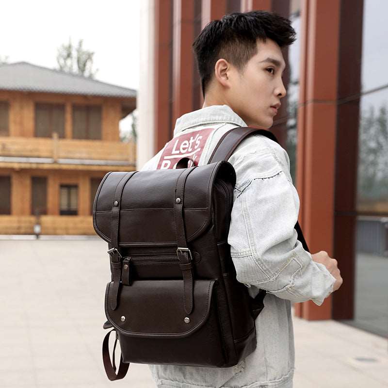 Men's Synthetic Leather Backpack  - By Qivii