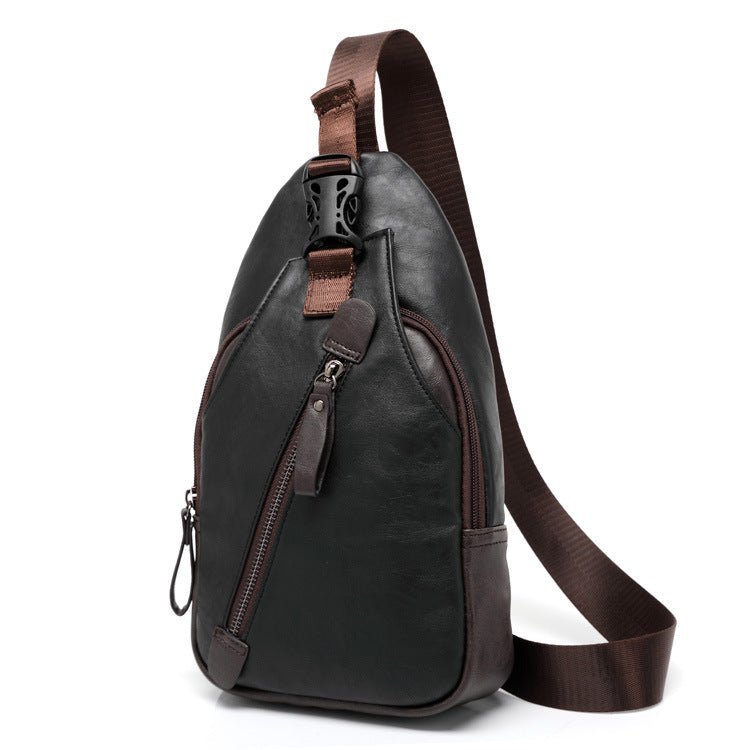 Men's Synthetic Leather Chest Shoulder Messenger Bag  - By Qivii