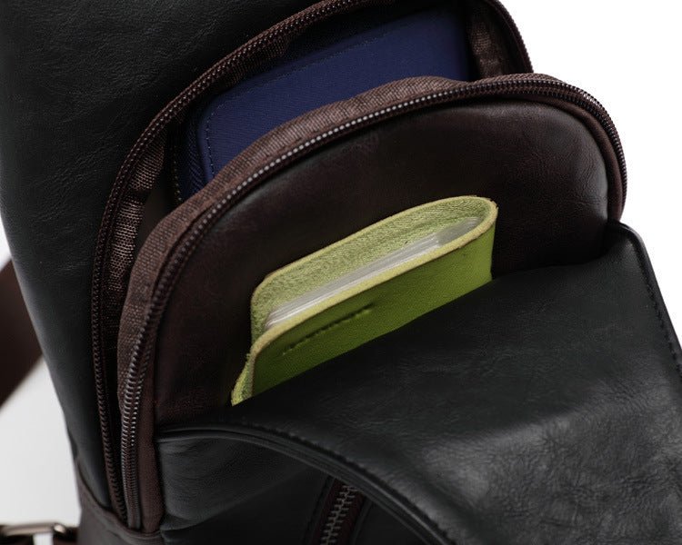 Men's Synthetic Leather Chest Shoulder Messenger Bag  - By Qivii