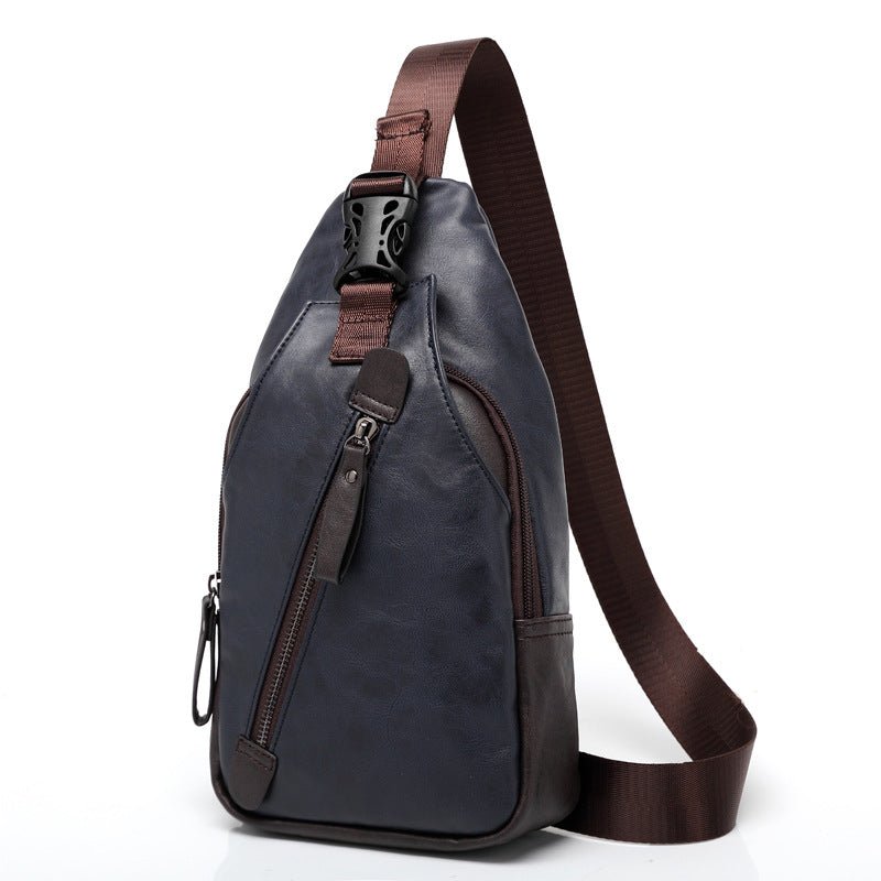 Men's Synthetic Leather Chest Shoulder Messenger Bag  - By Qivii