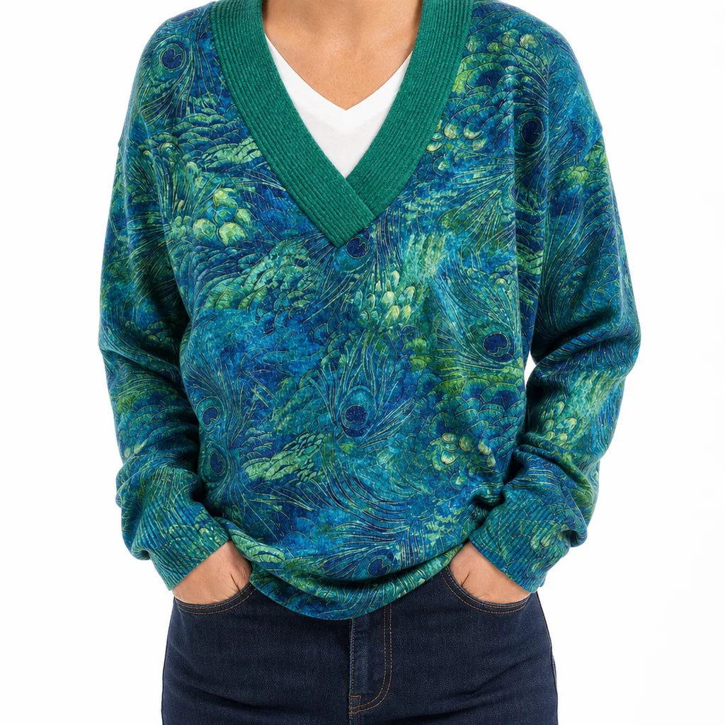 Mirabel | Womens Embroidered Stylish V Neck Sweater