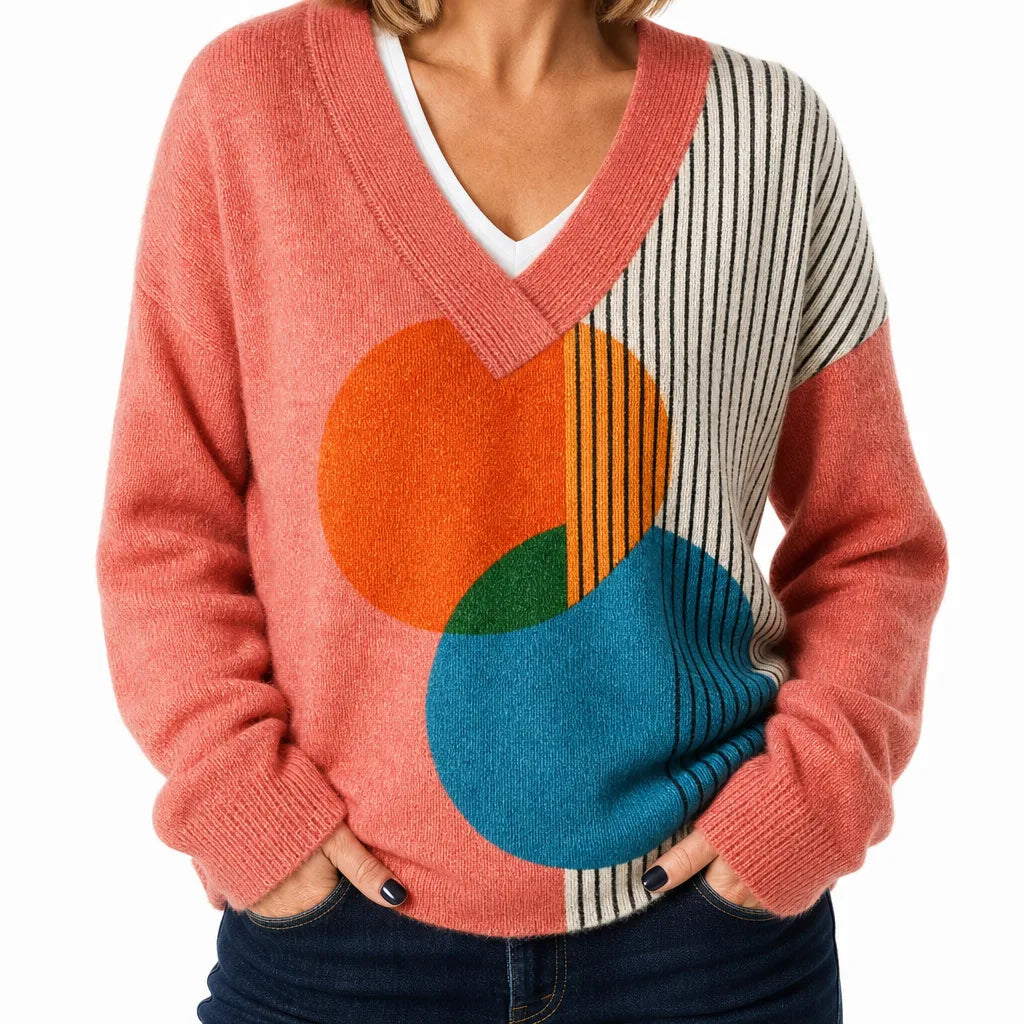 Mirabel | Womens Embroidered Stylish V Neck Sweater