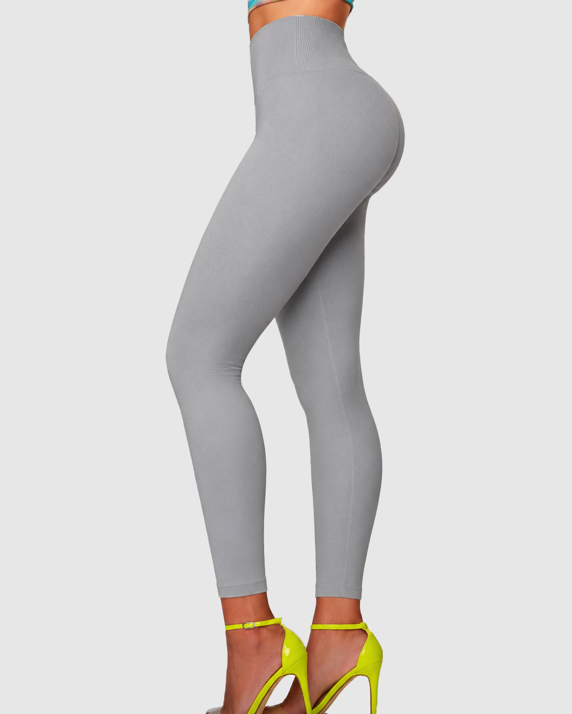 High Waist Ribbed Waistband Seamless Butt Lifting Yoga Leggings  - By Qivii